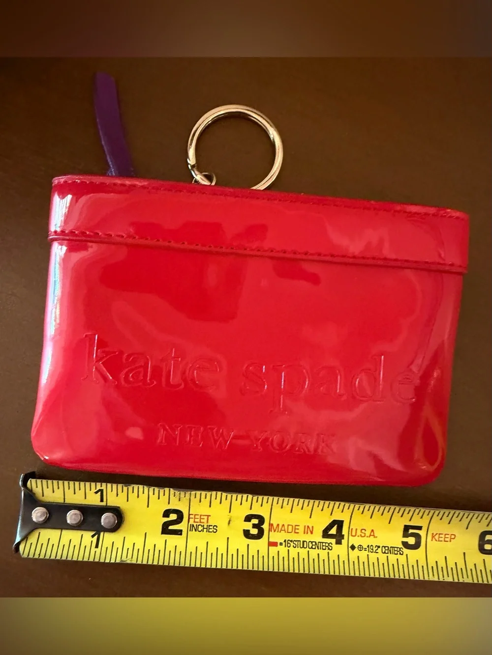 Kate Spade Bright Red Patent Leather Zip Coin Wallet
